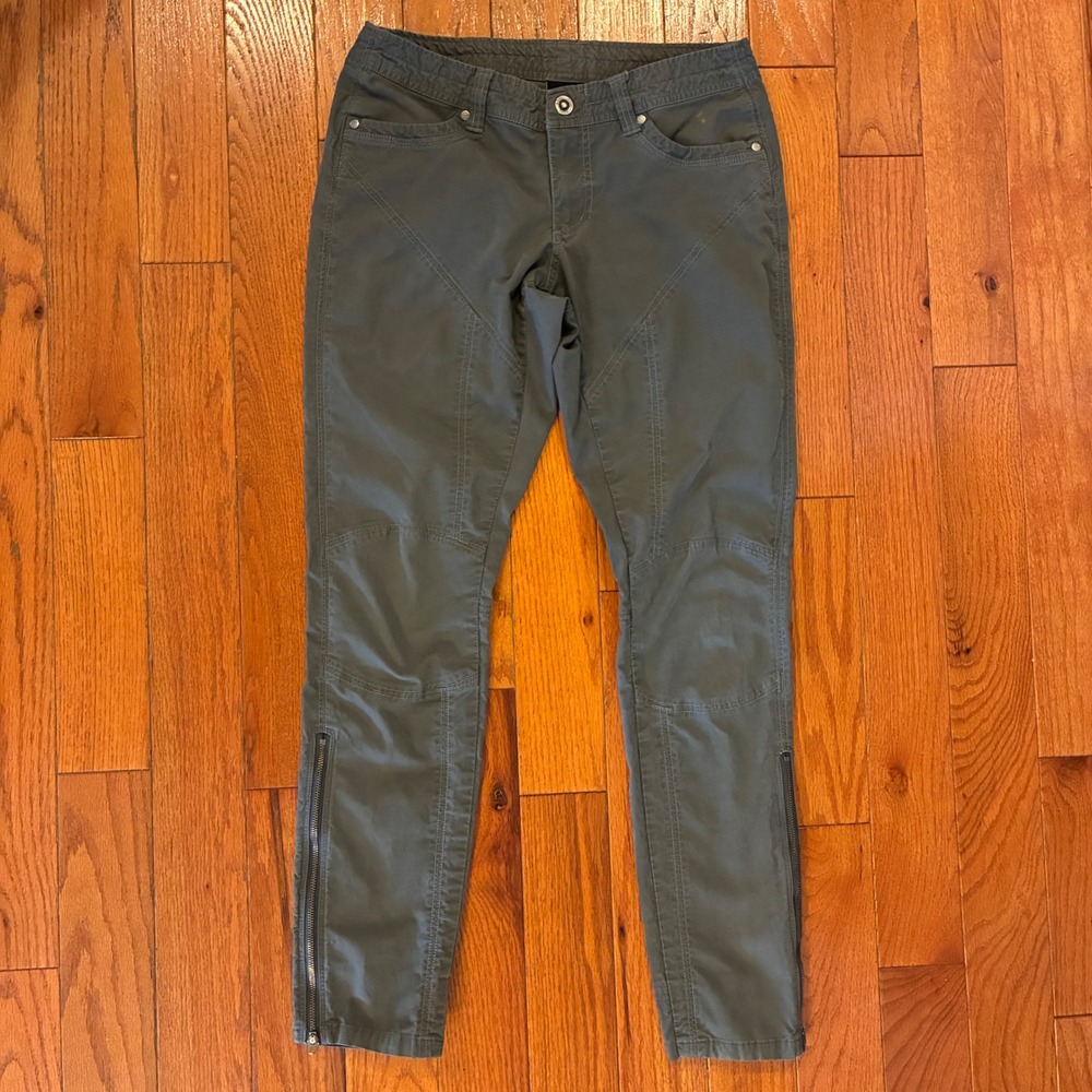 KUHL Mova Skinny Pants Women 6 Reg Gray Ankle Zip Outdoor Hiking Gorpcore *Flaw